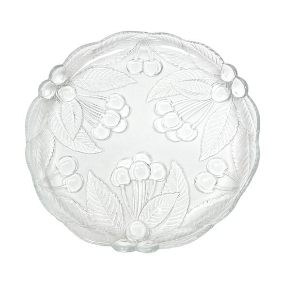 Mikasa Clear Crystal Platter 12" Glass Appetizer Serving Dish Cherries Pattern - Picture 2 of 16